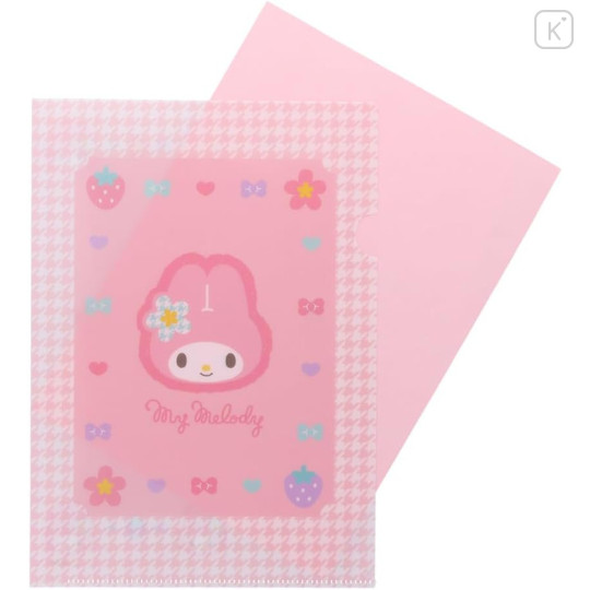 Japan Sanrio A5 File with Sticker Set - My Melody / Y2k Houndstooth - 4