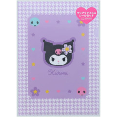 Japan Sanrio A5 File with Sticker Set - Kuromi / Y2k Houndstooth