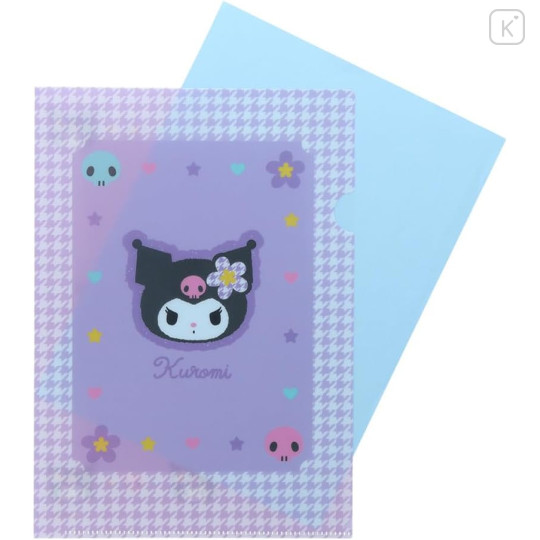 Japan Sanrio A5 File with Sticker Set - Kuromi / Y2k Houndstooth - 4