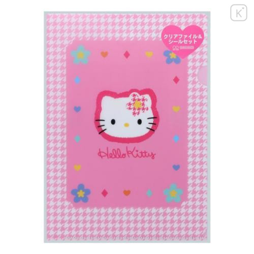 Japan Sanrio A5 File with Sticker Set - Hello Kitty / Y2k Houndstooth - 1