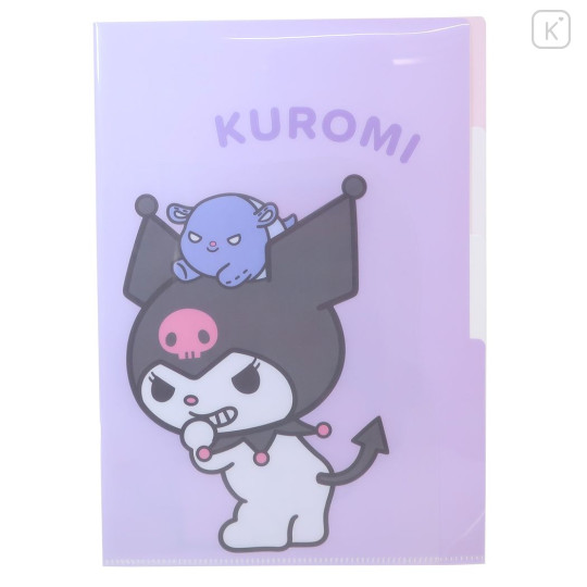 Japan Sanrio 3 Pockets A4 Clear File - Kuromi / Friend - 1