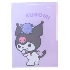 Japan Sanrio 3 Pockets A4 Clear File - Kuromi / Friend