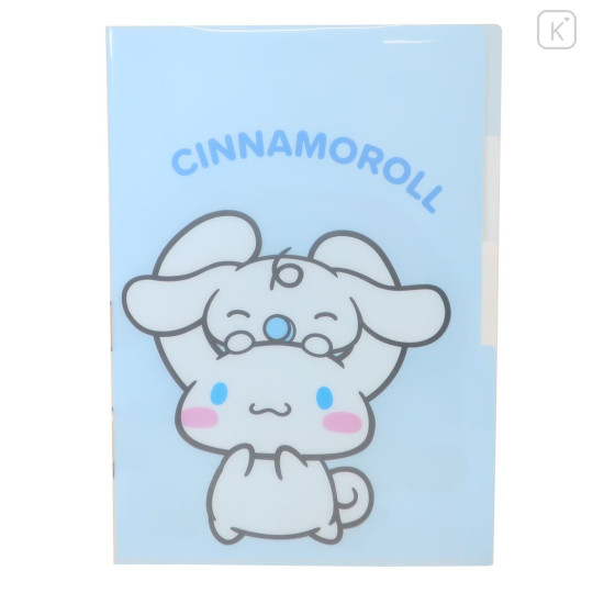 Japan Sanrio 3 Pockets A4 Clear File - Cinnamoroll / Friend - 1