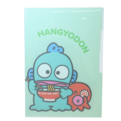 Japan Sanrio 3 Pockets A4 Clear File - Hangyodon / Friend