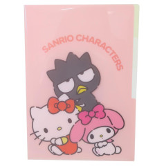 Japan Sanrio 3 Pockets A4 Clear File - Characters / Friend