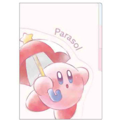 Japan Kirby 3 Pockets A4 Clear File - Umbrella / Pink