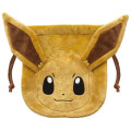 Japan Pokemon Fluffy Drawstring Bag - Eevee - 1