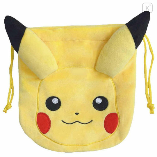 Japan Pokemon Fluffy Drawstring Bag - Pikachu - 1