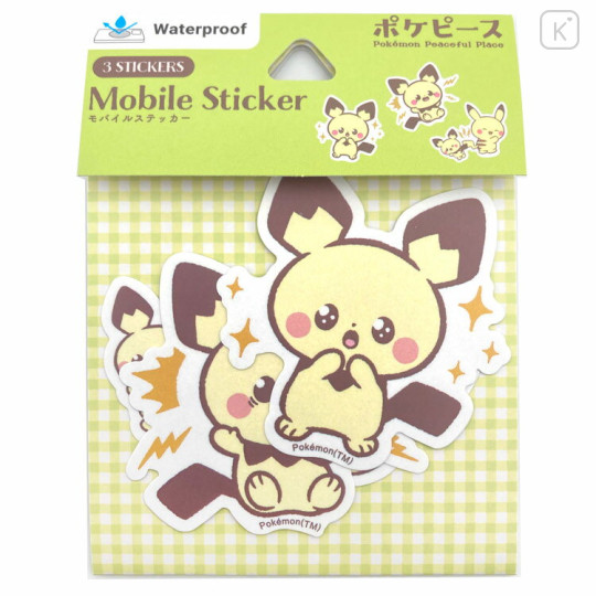 Japan Pokemon Moblie Sticker Set - Play With Pichu / Pokepeace - 1