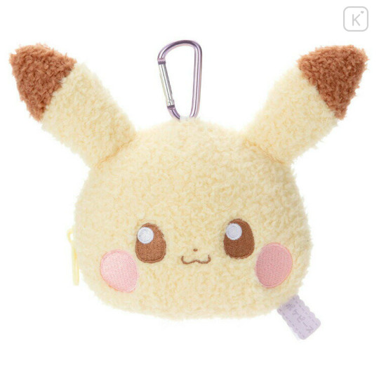 Japan Pokemon Plush Mini Pouch with Carabiner - Pichu / Pokepeace - 1