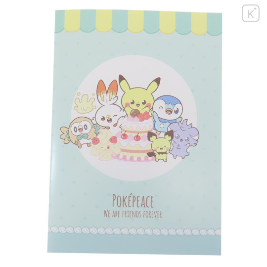 Japan Pokemon Grid A5 Notebook - Sweets Shop Pokepeace / Green - 1