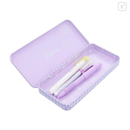 Japan Sanrio Tin Pen Case - Kuromi / Y2k Houndstooth - 4