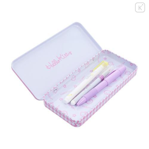 Japan Sanrio Tin Pen Case - Hello Kitty : Y2k Houndstooth - 4