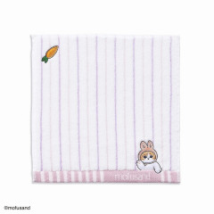 Japan Mofusand Embroidered Mini Towel - Cat / Rabbit Stripe Pink