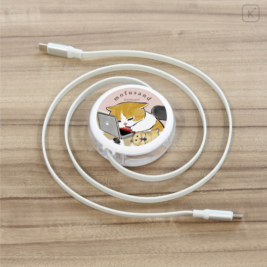 Japan Mofusand PD60W USB Type-C Sync & Power Reel Cable - Loose Cat : Yuru Nyan - 2