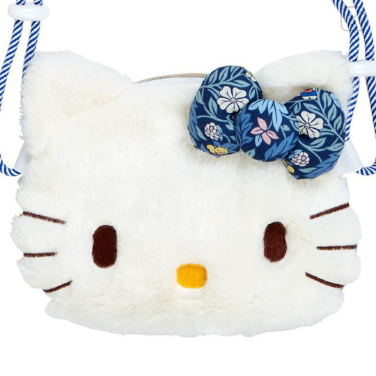 Japan Sanrio Liberty Fabrics Plush Sacoche - Hello Kitty / Blue - 4