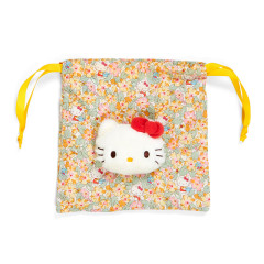 Japan Sanrio Liberty Fabrics Boa Face Drawstring Bag - Hello Kitty / Yellow