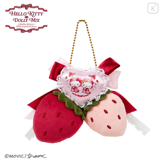 Japan Sanrio Dolly Mix Strawberry Brooch - Hello Kitty & Hello Mimmy - 1