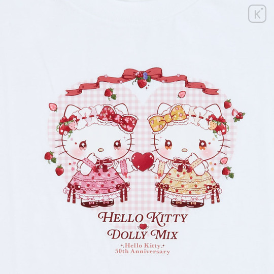 Japan Sanrio Dolly Mix T-shirt - Hello Kitty & Hello Mimmy / White - 2