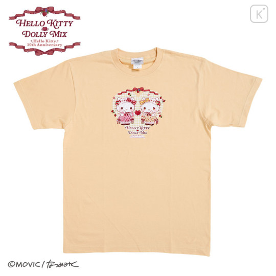 Japan Sanrio Dolly Mix T-shirt - Hello Kitty & Hello Mimmy / Beige - 1