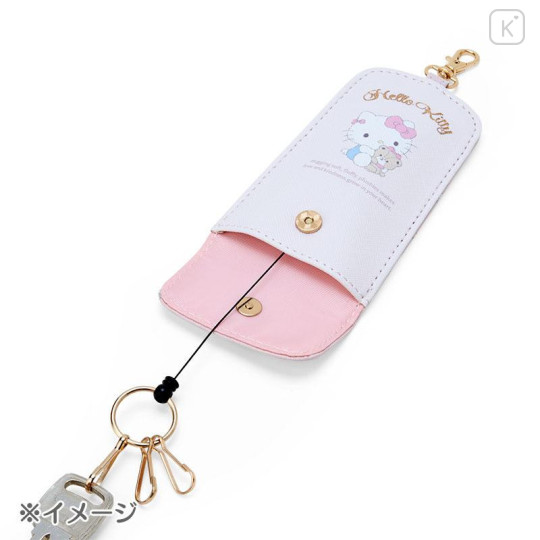 Japan Sanrio Key Case with Reel - Hello Kitty / Hugging Soft - 5