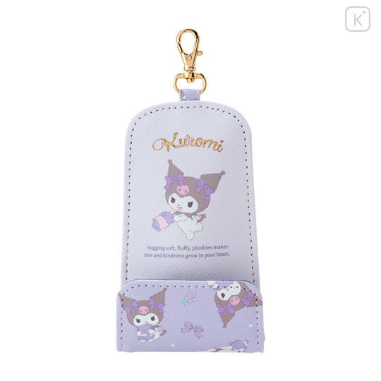 Japan Sanrio Key Case with Reel - Kuromi / Hugging Soft - 1