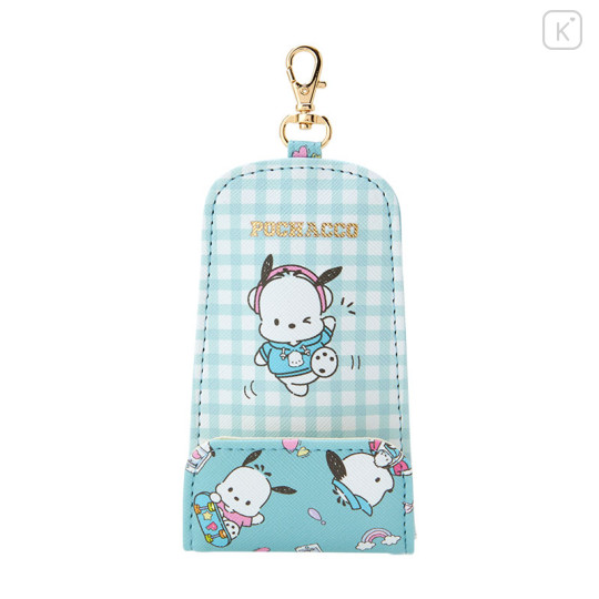 Japan Sanrio Key Case with Reel - Pochacco / Hugging Soft - 1