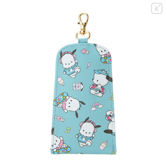 Japan Sanrio Key Case with Reel - Pochacco / Hugging Soft - 2