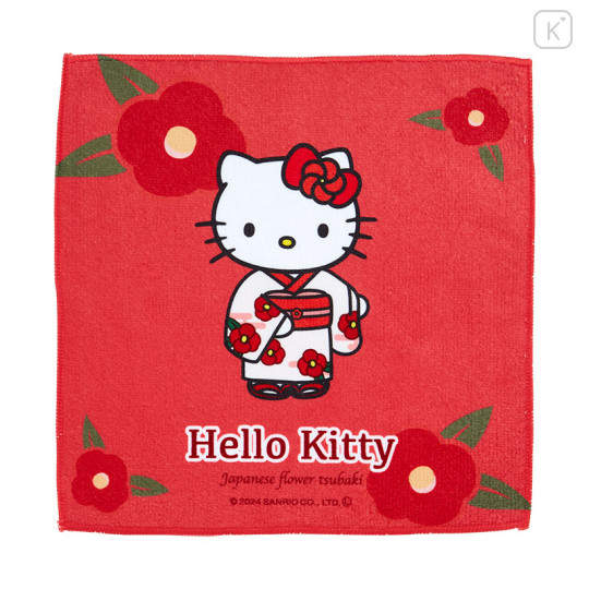 Japan Sanrio Mini Towel - Hello Kitty / Japanese Flower - 1