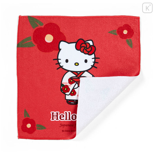 Japan Sanrio Mini Towel - Hello Kitty / Japanese Flower - 2