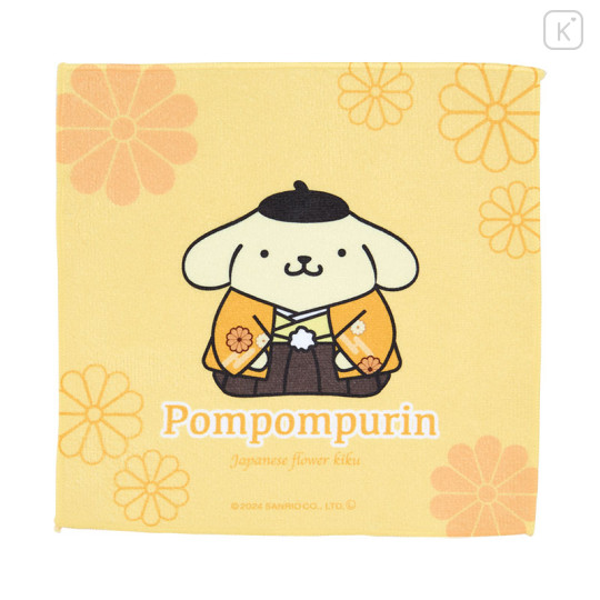 Japan Sanrio Mini Towel - Pompompurin / Japanese Flower - 1