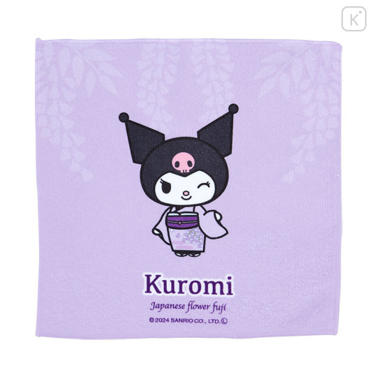 Japan Sanrio Mini Towel - Kuromi / Japanese Flower - 1