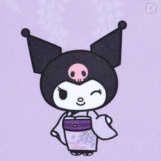 Japan Sanrio Mini Towel - Kuromi / Japanese Flower - 3