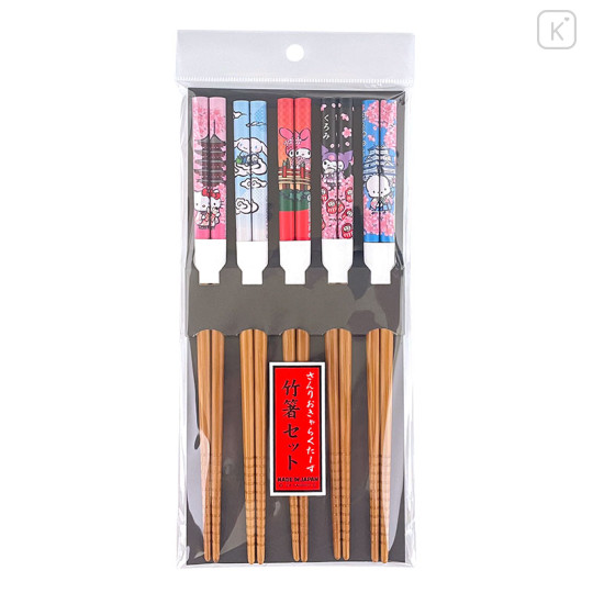 Japan Sanrio Chopsticks 5 Set - Hello Kitty / Sakura - 1