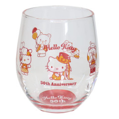 Japan Sanrio Glass Tumbler - Hello Kitty Always By Your Side Red / 50th Anniversary