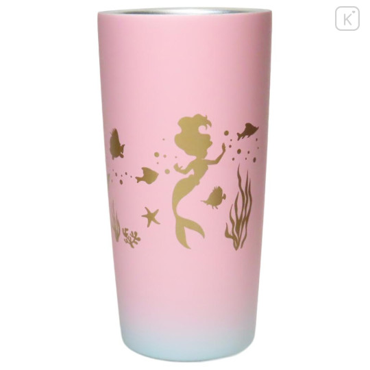 Japan Disney Stainless Steel Tumbler - Little Mermaid / Pink Silhouette - 1