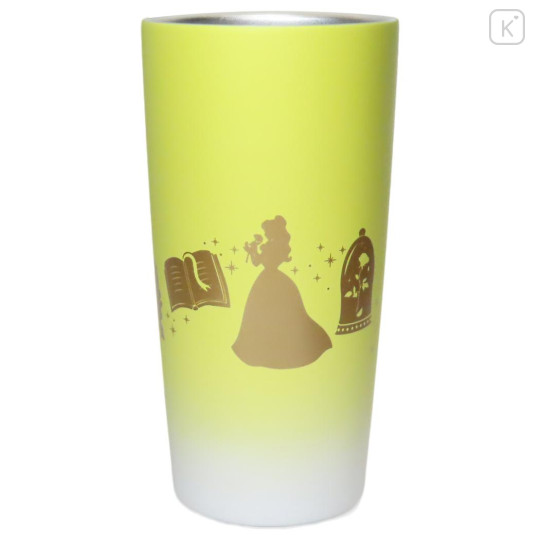 Japan Disney Stainless Steel Tumbler - Belle & Beast / Yellow Silhouette - 1