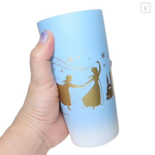 Japan Disney Stainless Steel Tumbler - Frozen Elsa & Anna / Blue Silhouette - 2