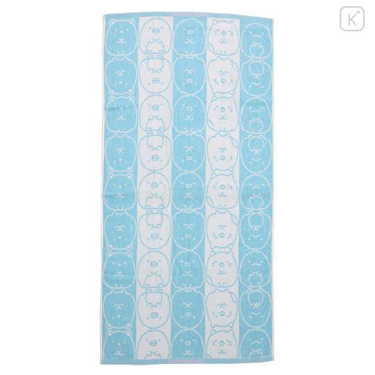 Japan San-X Jacquard Bath Towel - Sumikko Gurashi / Blue Stripe - 1