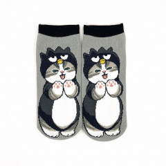 Japan Sanrio × Mofusand Rib Socks - Cat / Bad Badtz-maru Hug Me
