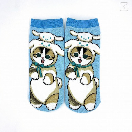 Japan Sanrio × Mofusand Rib Socks - Cat / Cinnamoroll Hug Me - 1