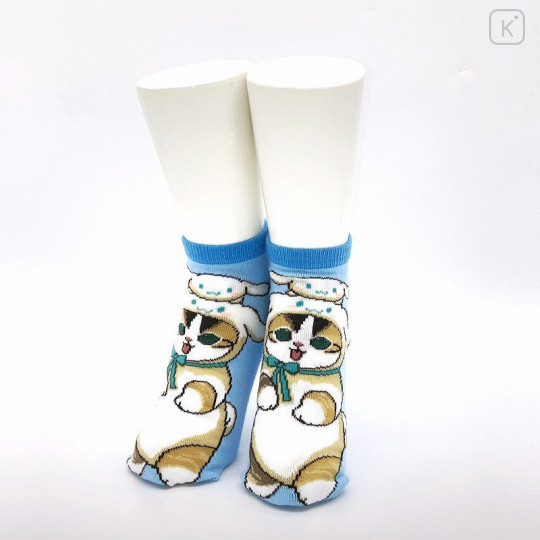 Japan Sanrio × Mofusand Rib Socks - Cat / Cinnamoroll Hug Me - 2