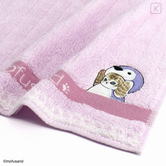 Japan Mofusand Embroidered Mini Towel - Cat / Penguin Purple - 2