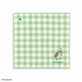 Japan Mofusand Embroidered Mini Towel - Cat / Rabbit Green Grid - 1