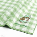 Japan Mofusand Embroidered Mini Towel - Cat / Rabbit Green Grid - 2