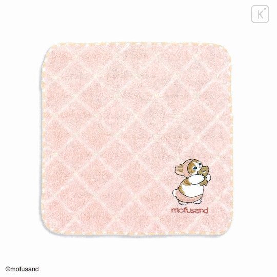 Japan Mofusand Embroidered Mini Towel - Cat / Rabbit Hug Bear - 1