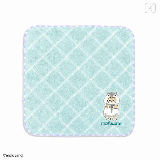 Japan Mofusand Embroidered Mini Towel - Cat / Hamster Blue - 1