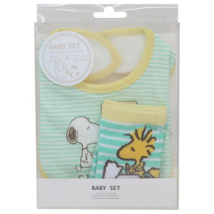 Japan Peanuts Bib & Socks Set - Snoopy / Woodstock Green