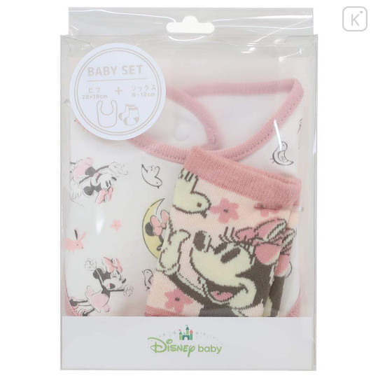 Japan Disney Bib & Socks Set - Minnie Mouse / Good Night - 1