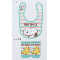 Japan Peanuts Bib & Socks Set - Snoopy / Woodstock Big Smile - 2